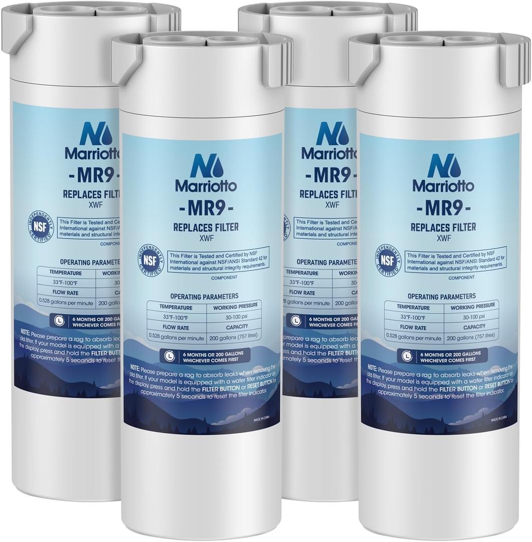 MARRIOTTO XWF Water Filter Replacement for GE XWF Refrigerator Water Filter, 4 Pack