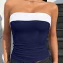 OLCHEE Womens 2PK Tube Tops Off Shoulder Seamless Ribbed Strapless Sleeveless Side Ruched Slim Fitted Summer Going Out Top (S)