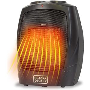 BLACK+DECKER Personal Ceramic Heater, Space Heater for Office Desk, Home Office & Personal Use Desk, 2 Heat & Fan Only Settings, Adjustable Thermostat, BHDC201, Black
