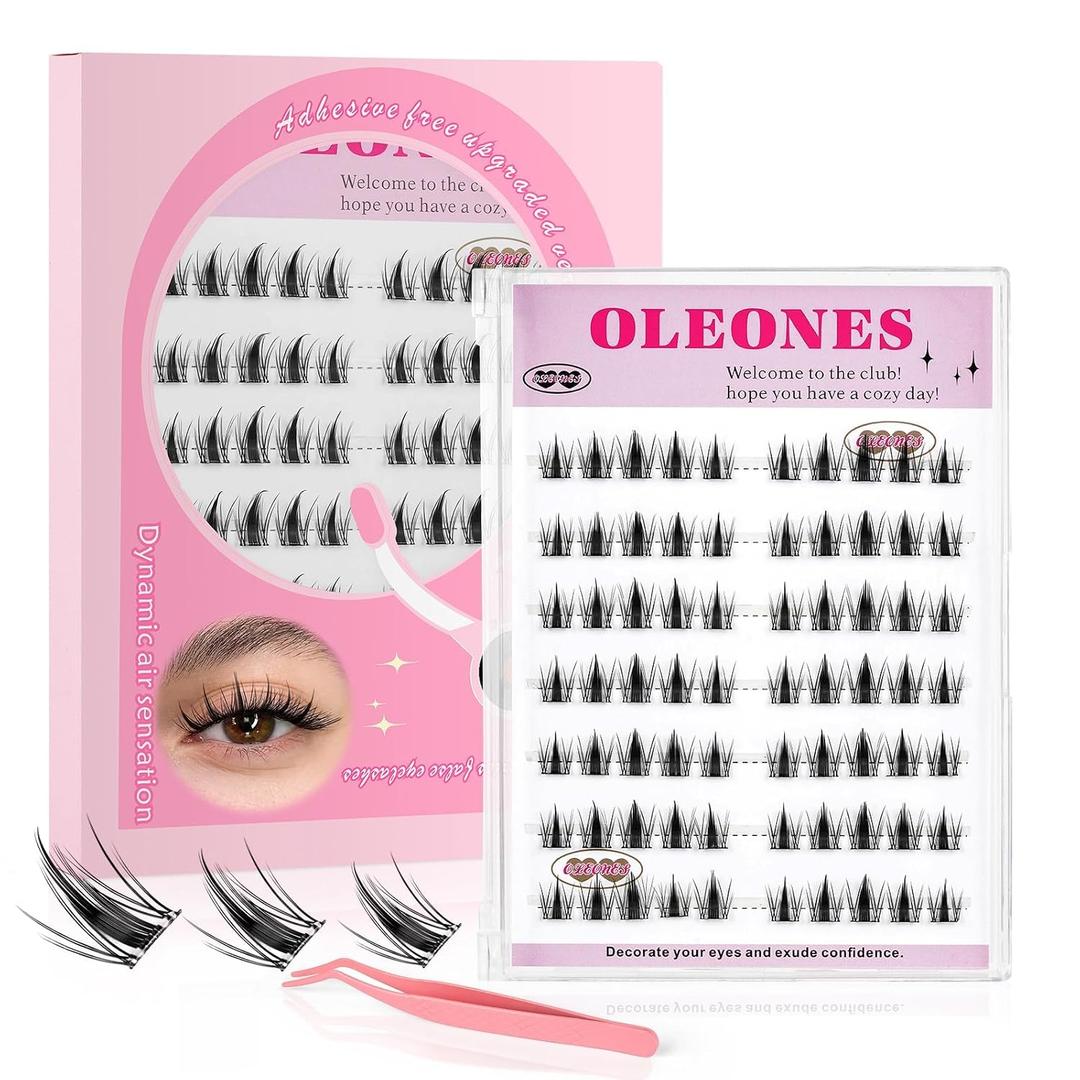 2 x Self Adhesive Fairy Lash Clusters Kit Natural Look Manga Eyelash Clusters Wispy D Curl Cluster Eyelash Extensions 10-16MM Wispy Individual Lashes Wet-Look Lash Extension with Invisible Lash Band
