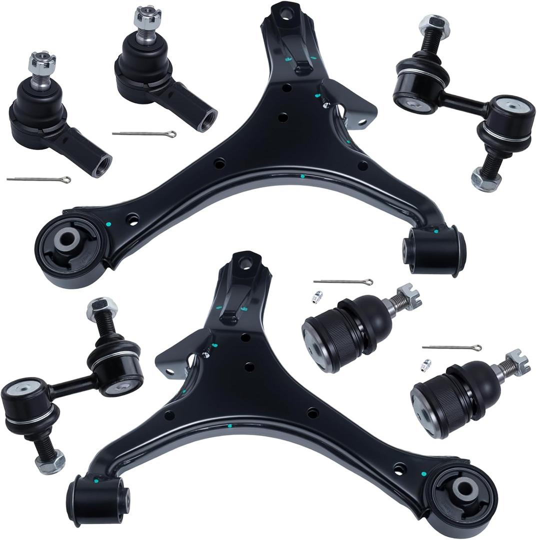 TUCAREST 8Pcs Suspension Kit Fit For 2003-2011 Ho-nda Element (07-11 For EX, LX), 2 Front Lower Control Arm + 2 Ball joint + 2 Outer Tie Rod + 2 Sway Bar [# K622173 K622174 ES80995 K500004 K90454]