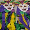 Geefuun 2PCS Mardi Gras Decor Windsocks Hanging Floating Face Wind Socks for Yard Garden Porch Patio Outdoor Decorations
