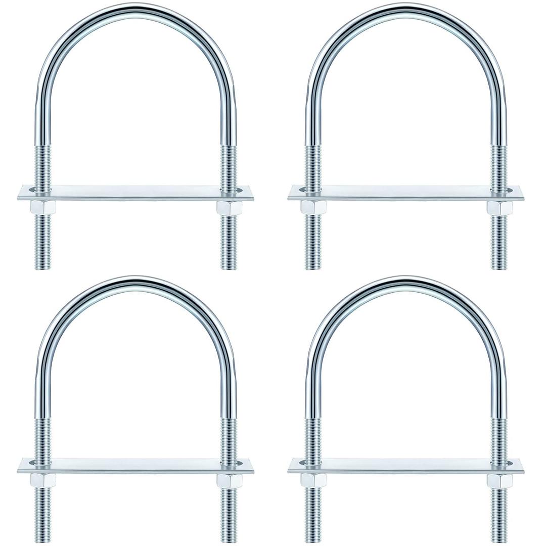 U Bolts Zinc Plated Carbon Steel with U Bolt Plates and Nuts for Fastening Products (4 Sets,1/2 x 4-1/2 x 7 Inch)