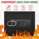 1.8 Cubic Feet Small Fire Safe Box for Home, Fireproof Lock Box, Security Money Safe with Digital Keypad, Spare Keys and Removable Shelf, Personal Home Safes for Money, Jewelry, ID Documents