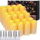 24pack Flickering Flameless Candle with Remote (D2.2 X H4 ”5” 6” inch), 24-Hour Cycling Waterproof Fake LED Lights for home décor, Table Decorations, Wedding, Anniversary, Halloween, Christmas