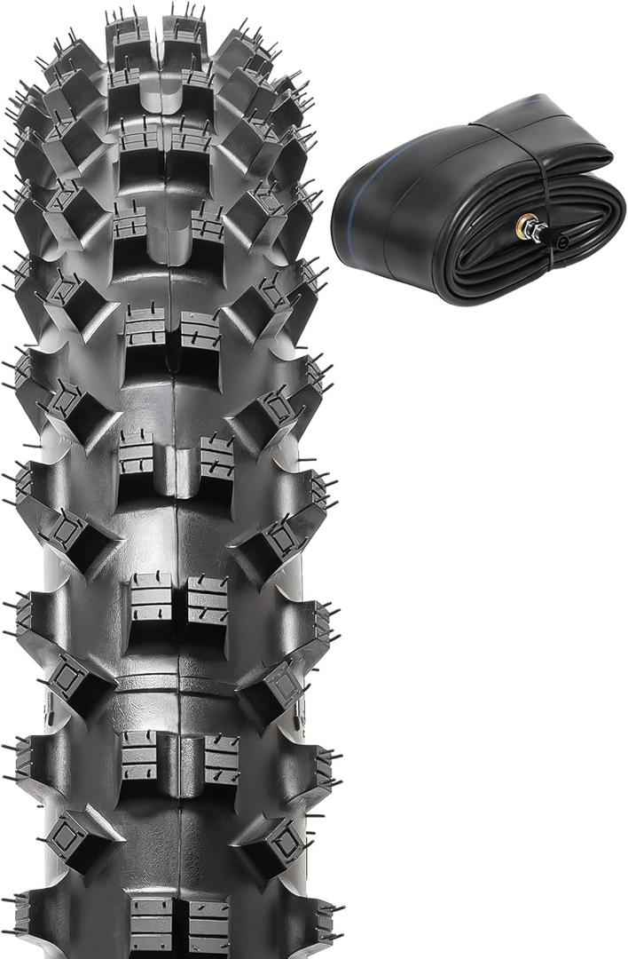 80/100-21 (4PR TT) 51M Dirt Bike Front/Rear Tire and Heavy Duty Inner Tube Compatible with 80/100-21 Off Road Pit Bike/Motorcycle Tire (P-262)