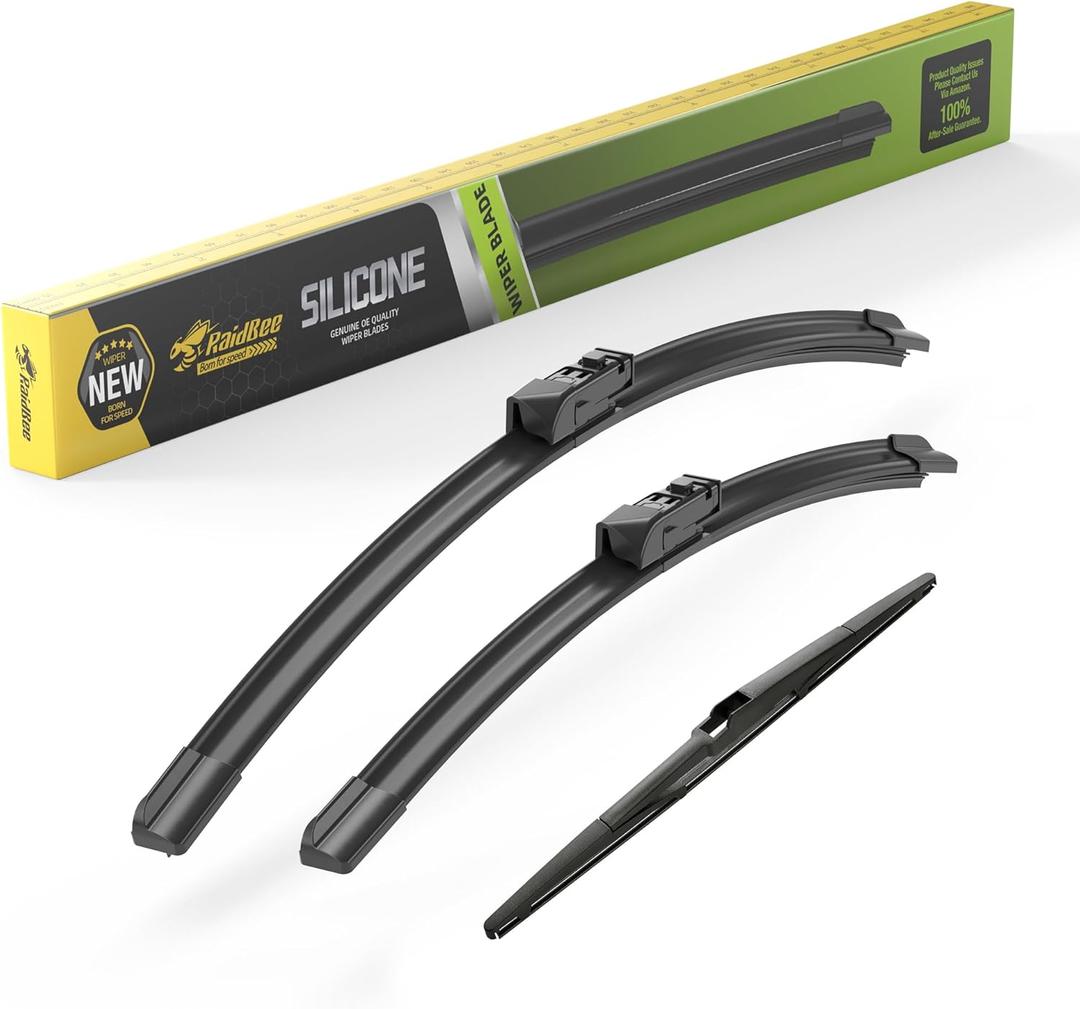 Raidbee Silicone Windshield Wiper blades 3 pack Replacement for MAZDA CX5 CX9 CX-5 CX-9 2023 2022 2021 2020 2019 2018 2017 All-Season Silicone Windshield Wipers 24" 18" 14"