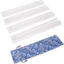 Mahjong All-in-One Tile Rack & Pusher with Bag, Clear Acrylic Mahjong Combo, Modern American Majiang, Set of 4, White