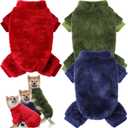 Reginary 3 Pieces Dog Pajamas Puppy Clothes Winter Coats Elastic Pajamas For Puppy Fluffy Jumpsuit Fleece Sweater For 4 Legs Dog Bodysuit (Medium, Red, Blue, Green)