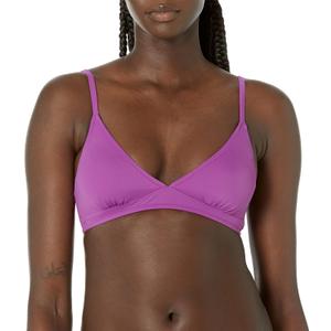 Amazon Essentials Women's Light-Support Classic Bikini Swimsuit Top, Violet, Small Top, Large Bottoms, Medium Bottoms