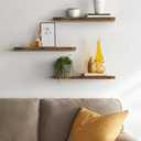 BAYKA Floating Shelves for Wall, 22.5 inches Wall Mounted Rustic Wood Shelves for Bathroom, Bedroom, Living Room, Floating Shelves for Books/Storage/Decor(Rustic Brown, Set of 3)