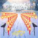IDEAALS 24-Pack Solar Christmas Candy Cane Lights, Solar Pathway Lights Waterproof, Christmas Decorations Outdoor with 8 Modes for Party Patio Garden Lawn Yard Decor