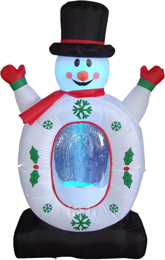 4 FT Lighted Christmas Inflatable Snowman Snowflake Snow Globe  Outdoor Indoor Holiday Decoration with Built-in LED Lights Self-Inflating Blower Weather-Resistant Blow-Up Lawn Yard Display for Dcor