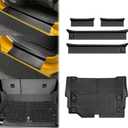 Trunk Mat with Door Sill Guards for 2021-2025 Jeep Wrangler JL Unlimited 4XE Accessories All Weather Rear Trunk Liner Door Sill Protector for 21-25 JL JLU 4XE 4 Door(Not for 4X4)