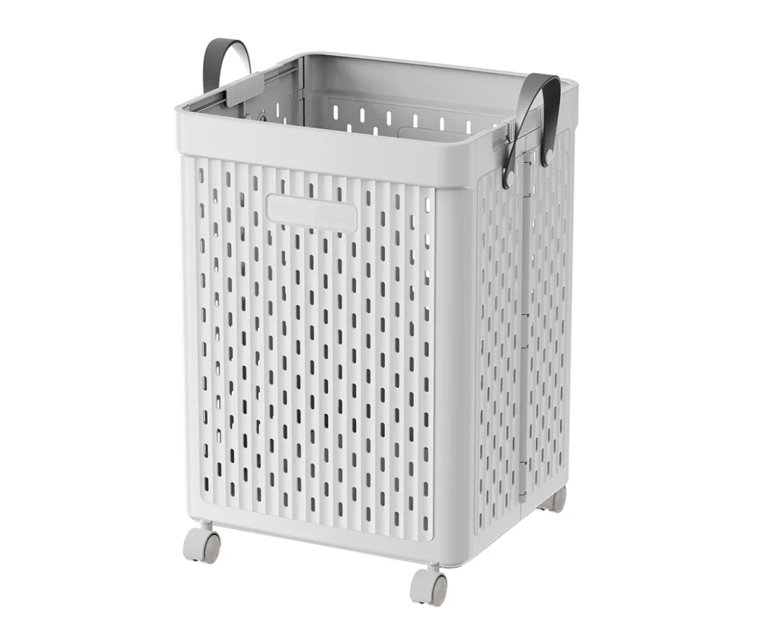UAK Laundry Basket with Wheels, Collapsible Plastic Laundry Hamper with Handle, Foldable Laundry Basket Organizer for Laundry and Bathroom (Grey, Extral Large)