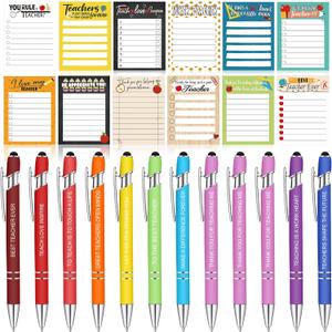 Geyee 24 Pcs Teacher Sticky Notes with Funny Pens Fun Notepads for Adults Coworkers Nurse 3 x 4 Inch to Do List Notepads with Sayings Pen for Lab Week Gifts Teacher Office Supplies