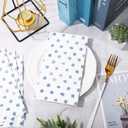 Whaline Polka Dots Guest Paper Napkins White Blue 3 Ply Disposable Napkins Dinner Hand Napkin Towel for Wedding Party Supplies Table Decor, 80Pcs