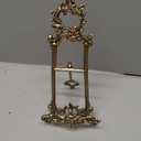 Vintage Cookbook Stand, Small Ornate Easel Fleur De Lis Stand, 12.2" Tall Table Top Display Holder for Recipe Book, Picture Frame, Plate, Antique Gold