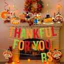 Thankful for You Banner Funny Thanksgiving Banner, Funny Friendsgiving banner Party Decorations for Thanksgiving Party Font Porch Fireplace Home Decor