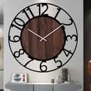 Large Wall Clocks for Living Room,Silent,Non Ticking,Battery Operated, Vintage Round Modern Wood Clock for Bedroom,Farmhouse,Office Wall Decor-24 Inch(Black-Arabic Number)