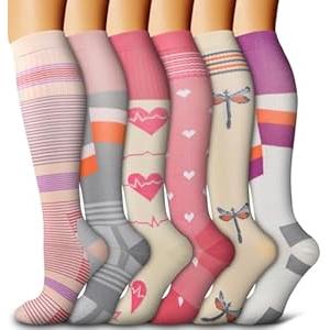 Bluemaple 6 Pack Copper Compression Socks for Women and Men Circulation-Best Support for Medical, Running, Nursing, Athletic