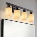 Matte Black Bathroom Vanity Lights with Milky White Glass Shade,Bathroom Lighting Fixtures Over Mirror,4 Light Vanity Light, E26 Socket (Bulbs Not Included)