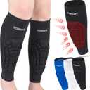 HOBRAVE 2PCS Soccer Shin Guards Padded Calf Compression Sleeves Supports for Shin Splint, Large