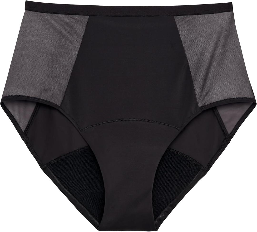 THINX Period Underwear, Hi-Waist Comfort-Stretch Panties, Absorbent Menstrual Underwear Holds Up to 12 Tampons* All-Day (Black)