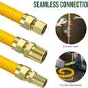 72" Flex Gas Line, Gas Dryer Connector Kit, Stove/Water Heater/Dryer Gas Line with Connectors 1/2" MIP 1/2"FIP 3/4"MIP, 5/8 in.OD(1/2 in. IDCoated Corrugated Stainless Steel Tubing 15/16-16"UN Nut