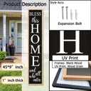 Welcome Sign for Front Door, Wood Black, 45"X9"