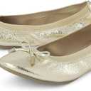 The Children's Place Girls' Closed Toe Ballet Flat (11 Little Kid, Metallic Gold Bow)