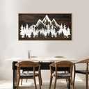 LHIUEM Large Mountain Tree Framed Canvas Wall Art,Modern White Forest Art Prints,Abstract Country Woodcut Wood Wall Decor,Farmhouse Zen Artwork for Living Room Bedroom Office-20''x40''