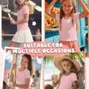 Girls' Short Sleeve T Shirt Kids Ribbed Scoop Neck Tops Lettuce Trim Cute Shirts Casual Fitted Tee for 5-14 Years (Pink)