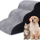 3 Steps High Density Foam Dog Stairs Ramps,Petjoyi Non-Slip Pet Ramps for Dog Slope Stairs for Small Dogs and Cats or Pets