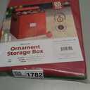 ZOBER Christmas Ornament Storage Box - Stores 64 3" Ornaments, With Dividers - Ornament Organizer Storage Box, Durable Christmas Containers Holder, Dual Zipper - Red
