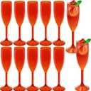 12 Pcs Champagne Flutes 5.4OZ Plastic Champagne Glasses Wine Glasses Plastic Goblets for Parties Mimosa Bar Glasses Stemmed Drinking Cups for Wedding Celebration Christmas Birthday Bride (Clear Red)