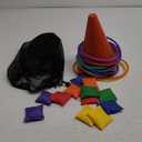 unanscre 31PCS 3 in 1 Carnival Outdoor Games Combo Set for Kids, Soft Plastic Cones Bean Bags Ring Toss Game, Gift for Birthday Party/Xmas