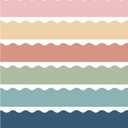 137.8 Ft Boho Bulletin Board Borders Colorful Classroom Borders Scalloped Boho Bulletin Board Decorations for Teacher Classroom School Home Office Chalkboard Whiteboard Wall Decor, 120 Sheets