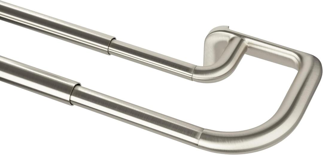 Umbra Twilight Double Curtain Rod Set Wrap Around Design Ideal for Blackout or Room Darkening Panels, 48 to 88 Inches, Nickel