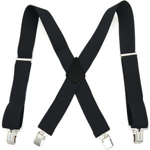 Men Braces Suspenders - Man's Braces 4 Clips Leather Suspenders,X Shape Elasticity Adjustable Strong Clips Casual Suspensori (Black)