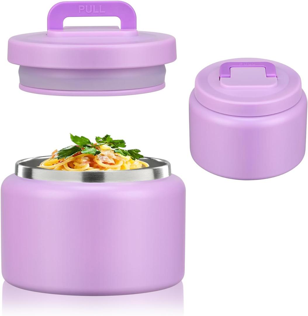 8 Oz Thermo Food Jar for Hot & Cold Food for Kids, Insulated Lunch Containers Hot Food Jar,Leak-Proof Vacuum Stainless Steel Wide Mouth Lunch Soup Thermo for School (Purple)