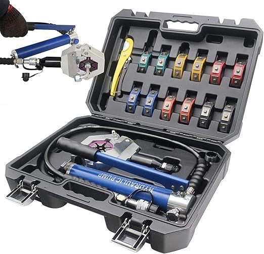 YOOZENA Hydraulic Hose Crimper, Lightweight A/C Hose Crimper Kit, 15MM Stroke Auto Accessory for Auto Car Hose Crimping Tool