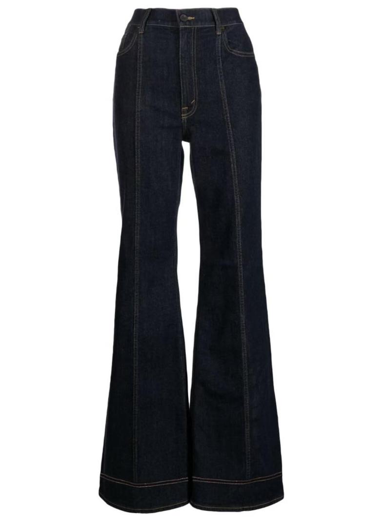 SperLucky Wide Leg Jeans for Women High Waist Fringe Pants Casual Side Tassels Flare Pants Blacks (Blue)