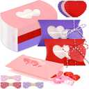 Sanixin 60Pcs Valentine's Day Treat Boxes with Gift Tags Valentines Pillow Boxes with Heart Window Valentine's Day Chocolate Cookie Boxes Candy Container for Sweets Wedding Birthday Party Supplies (Multicolor)