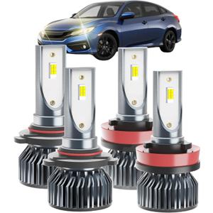 Civic Dedicated Accessory, Fit for 2016 2017 2018 2019 2020 2021 2022 Civic,6000 K Dedicated H L, Plug and Play, No Errors, Pack of 4