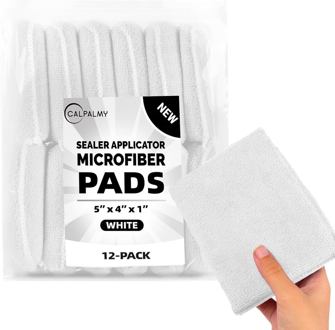 (12-Pack) Professional Microfiber Sealer Applicator Pad  The Perfect Tool to Apply Sealer to All Natural Stone and Tile Like Marble, Granite, Concrete & Slate (White)