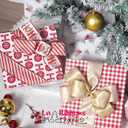 LaRibbons Christmas Wired Ribbon 2.5 inch Double Faced Red HO and Striped Christmas Ribbon for Tree Garland, Wreath Bow, Xmas Crafts Decorations, 2 Rolls 10 Yards Total