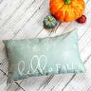 ONWAY Fall Throw Pillow Covers 12x20 Set of 2 Farmhouse Hello Fall Pumpkin Maple Leaves Decorations Outdoor Patio Autumn Seasonal Cushion Cover for Sofa Couch Home Bed Blue