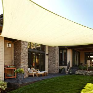 LOVE STORY 12' x 16' Rectangle Butter Cream Sun Shade Sail Canopy UV Block Sail Shade for Outdoor Patio Garden Backyard