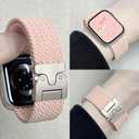 Nylon Braided Watch Bands Compatible with iWatch Series 11/10/9/8/7/6/SE/5/4/3/2/1, Sport Strap for 38mm/40mm/41mm/42mm Women Men, Stretchy Nylon Band with Zinc Alloy Parachute Buckle